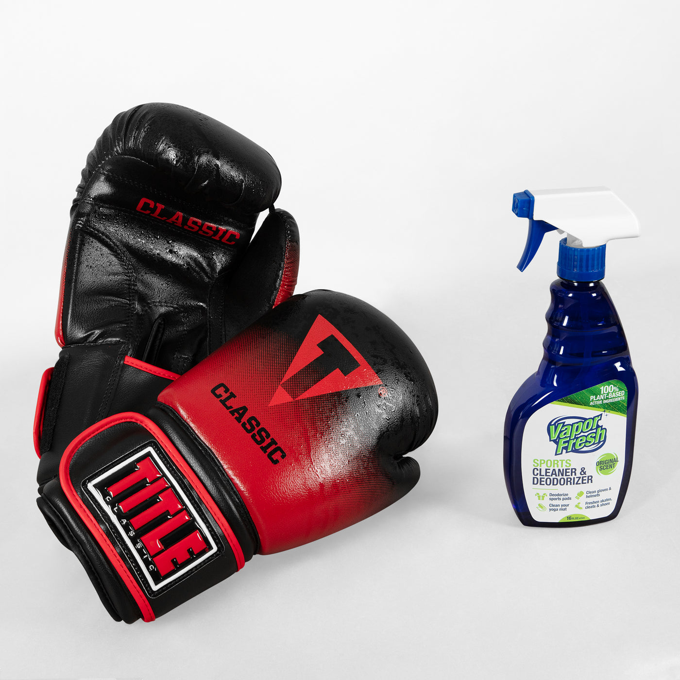 image:lifestyle::Vapor Fresh Cleaning Spray spray with gloves