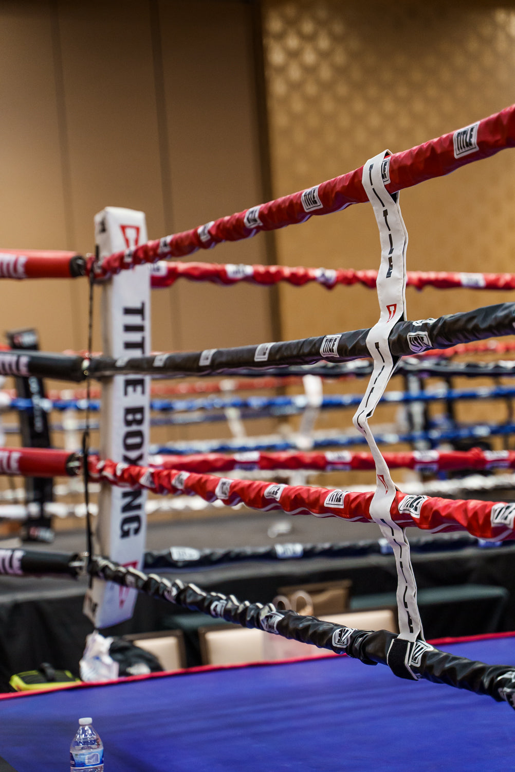 variant:white::TITLE Boxing Two-Sided Rope Spacers on ring close up
