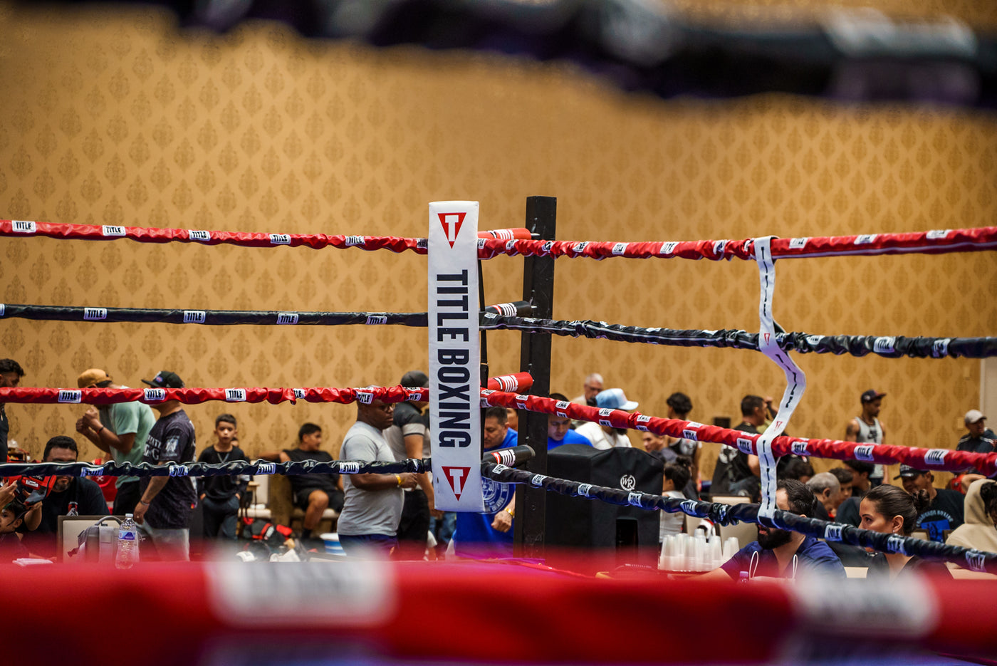 variant:white::TITLE Boxing Two-Sided Rope Spacers image showing far away on ring 