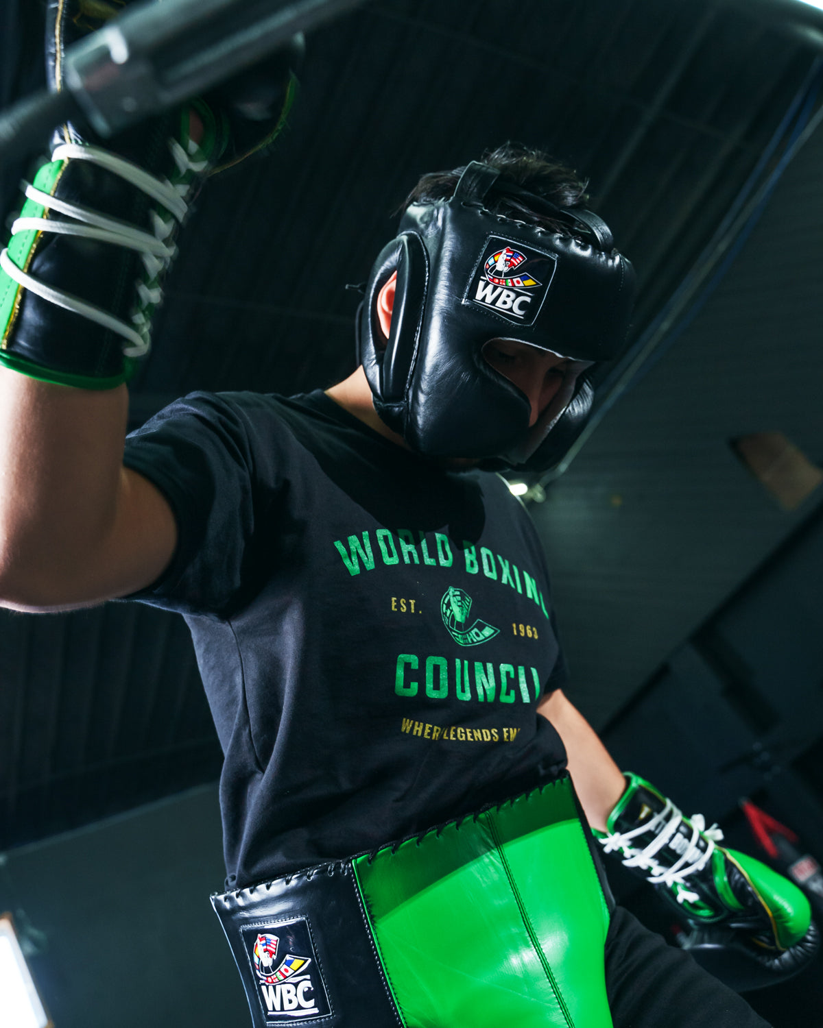 variant:Black::WBC by TITLE Boxing Sparring Headgear guy in the riing