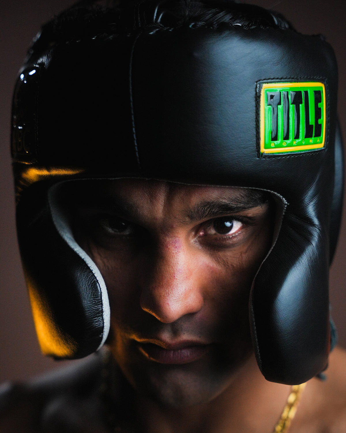 variant:Black::WBC by TITLE Boxing Sparring Headgear closeup on fighter