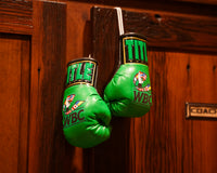 variant:lifestyle::WBC by TITLE Boxing Mini Boxing Gloves  hanging on coach door