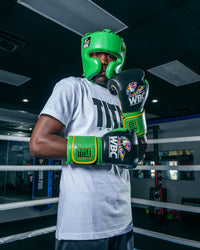 variant:Black/Green::WBC by TITLE Boxing Training Gloves boxing stance