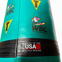 variant:lifestyle::WBC By TITLE Boxing Made In USA 100lb Heavy Bag closeup of bottom