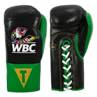 color:Black/Green::WBC by TITLE Boxing Pro Fight Leather Gloves