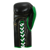 variant:Black/Green::WBC by TITLE Boxing Pro Fight Leather Gloves back view