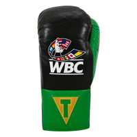 variant:Black/Green::WBC by TITLE Boxing Pro Fight Leather Gloves front view