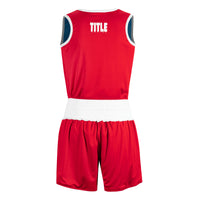 variant:Red/Blue::TITLE boxing Women's Reversible Elite Amateur boxing set back view