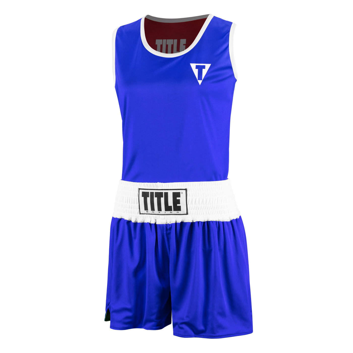 variant:Red/Blue::TITLE boxing Women's Reversible Elite Amateur boxing set blue side main view
