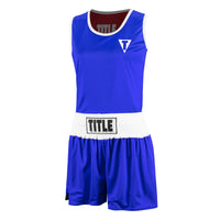 variant:Red/Blue::TITLE boxing Women's Reversible Elite Amateur boxing set blue side main view