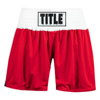variant:Red/Blue::TITLE boxing Women's Reversible Elite Amateur boxing set shorts main view red side