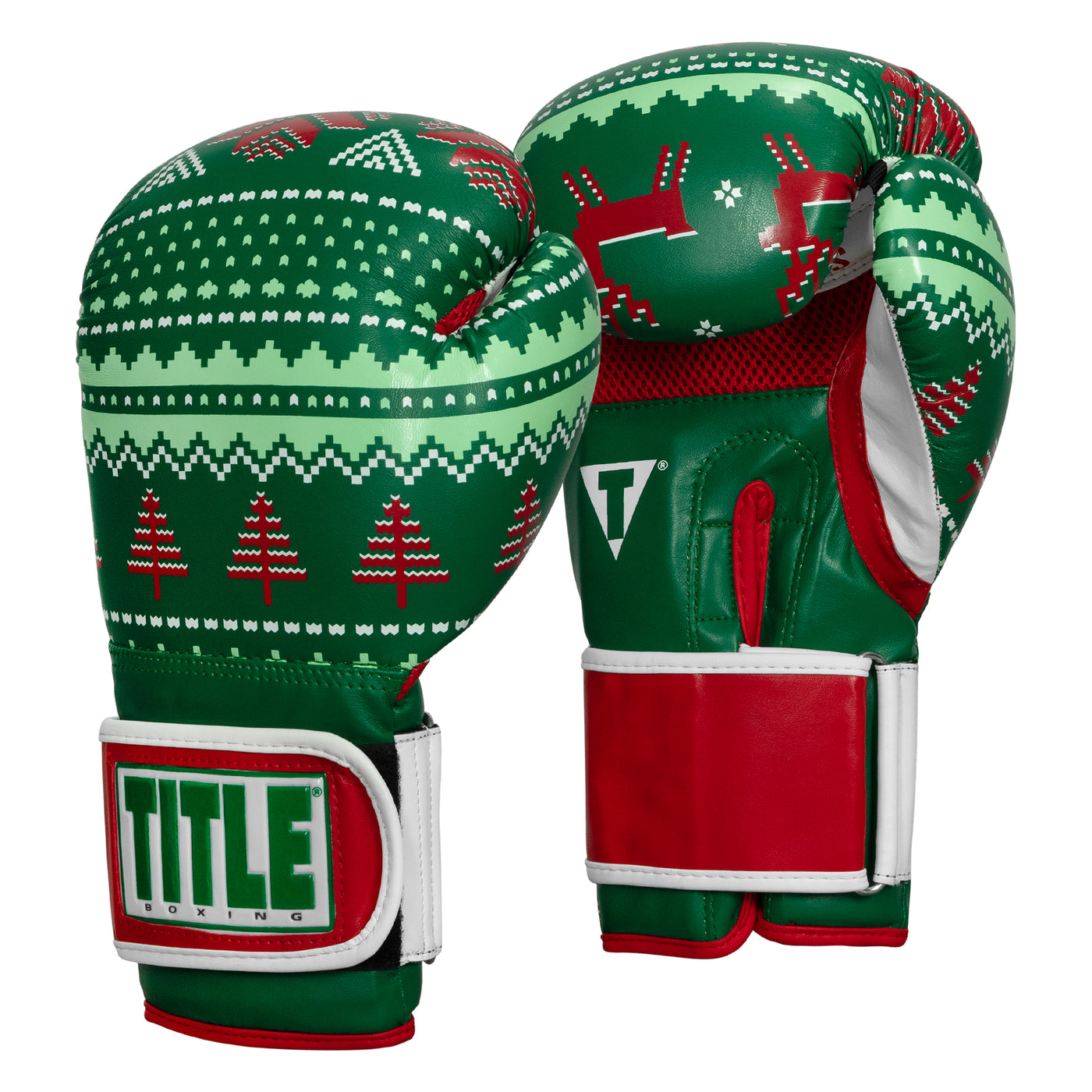 variant:green::TITLE Boxing Limited Edition Deck the halls bag gloves side view
