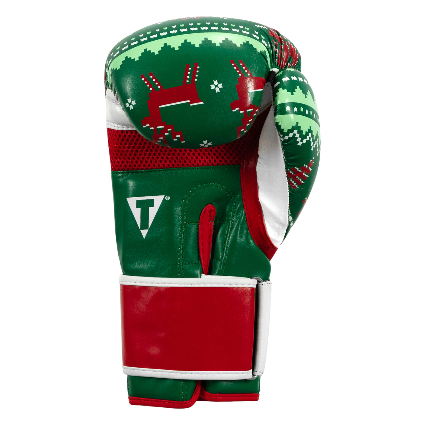 variant:green::TITLE Boxing Limited Edition Deck the halls bag gloves back view