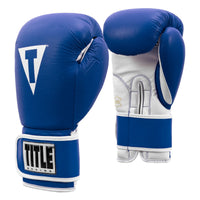 variant:Blue/White::TITLE Boxing Pro Style Leather Training Gloves 3.0 side view