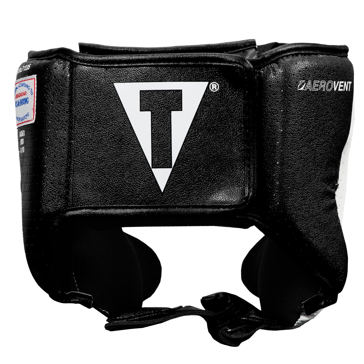 variant:black::TITLE Boxing Aerovent Elite USA Boxing Competition Headgear – With Cheeks back view