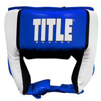 variant:blue::TITLE Boxing Aerovent Elite USA Boxing Competition Headgear – Open Face front view