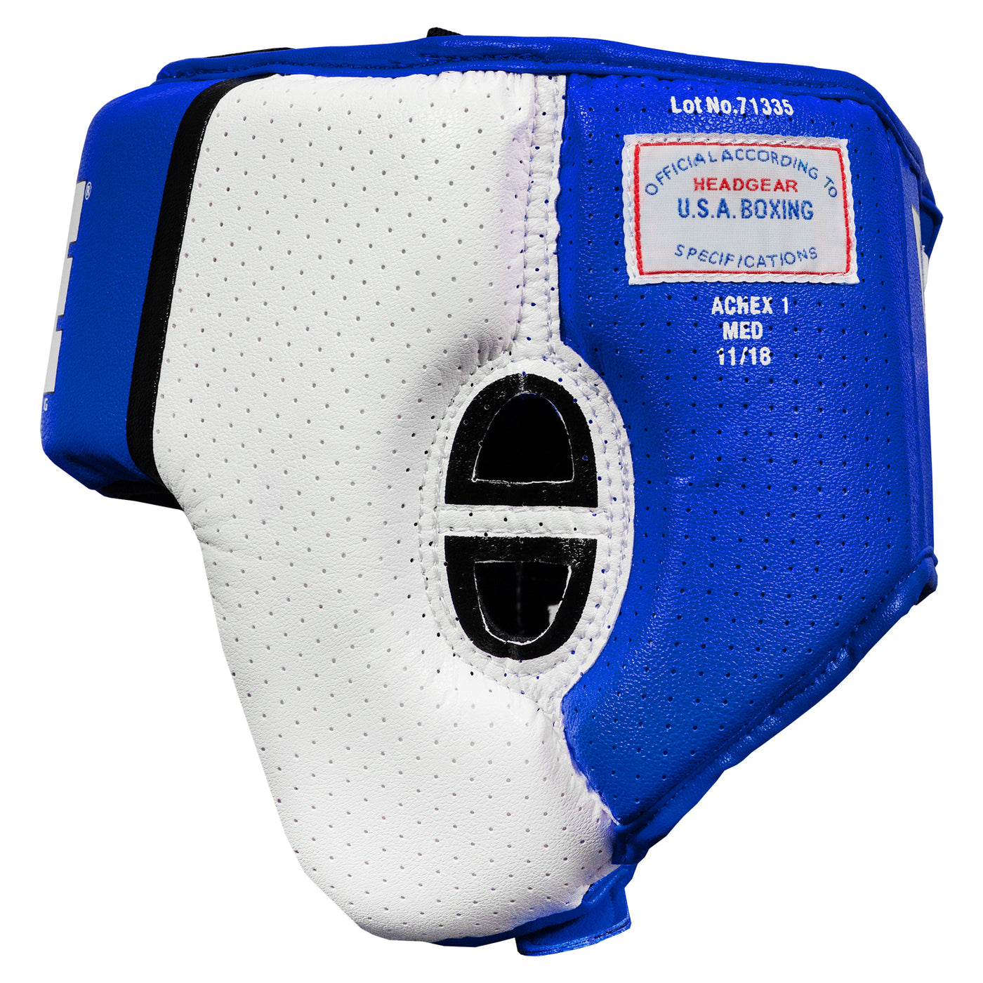 variant:blue::TITLE Boxing Aerovent Elite USA Boxing Competition Headgear – Open Face side view