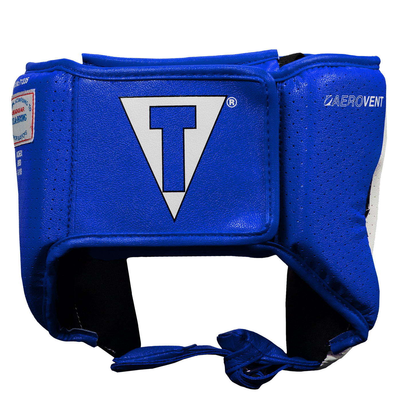 variant:blue::TITLE Boxing Aerovent Elite USA Boxing Competition Headgear – Open Face back view