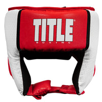 variant:red::TITLE Boxing Aerovent Elite USA Boxing Competition Headgear – Open Face front view