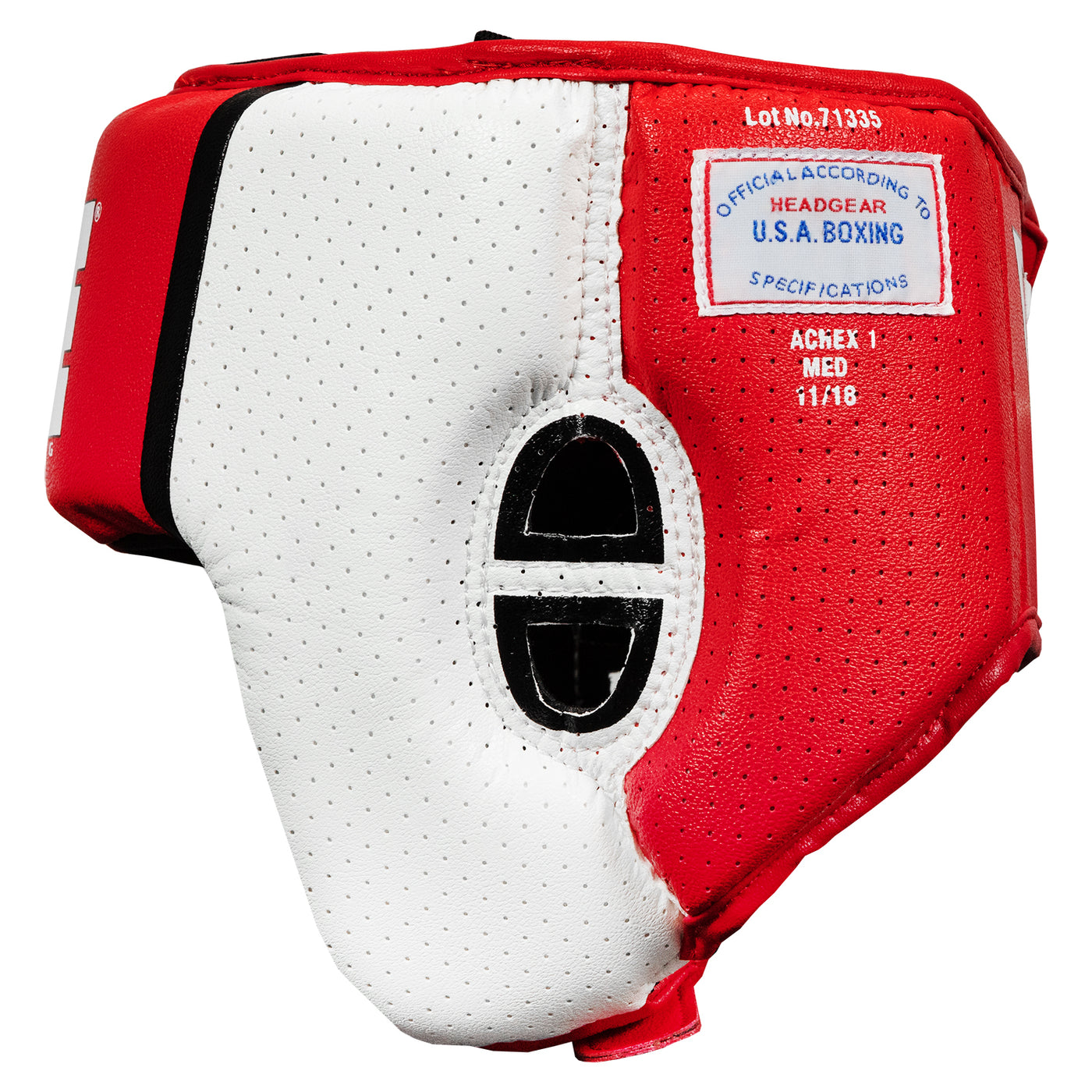 variant:red::TITLE Boxing Aerovent Elite USA Boxing Competition Headgear – Open Face side view