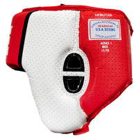 variant:red::TITLE Boxing Aerovent Elite USA Boxing Competition Headgear – Open Face side view