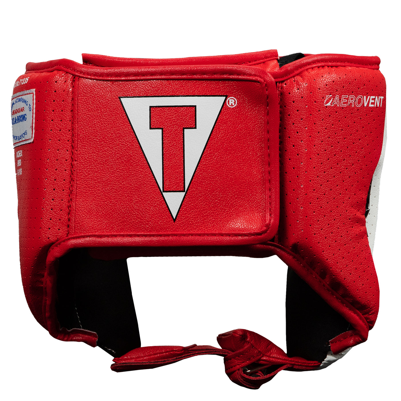 variant:red::TITLE Boxing Aerovent Elite USA Boxing Competition Headgear – Open Face back view
