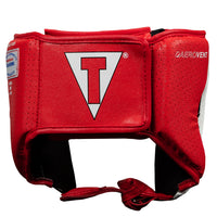 variant:red::TITLE Boxing Aerovent Elite USA Boxing Competition Headgear – Open Face back view