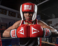 variant:red::TITLE Boxing Aerovent Elite USA Boxing Competition Headgear-Open Face kid in ring