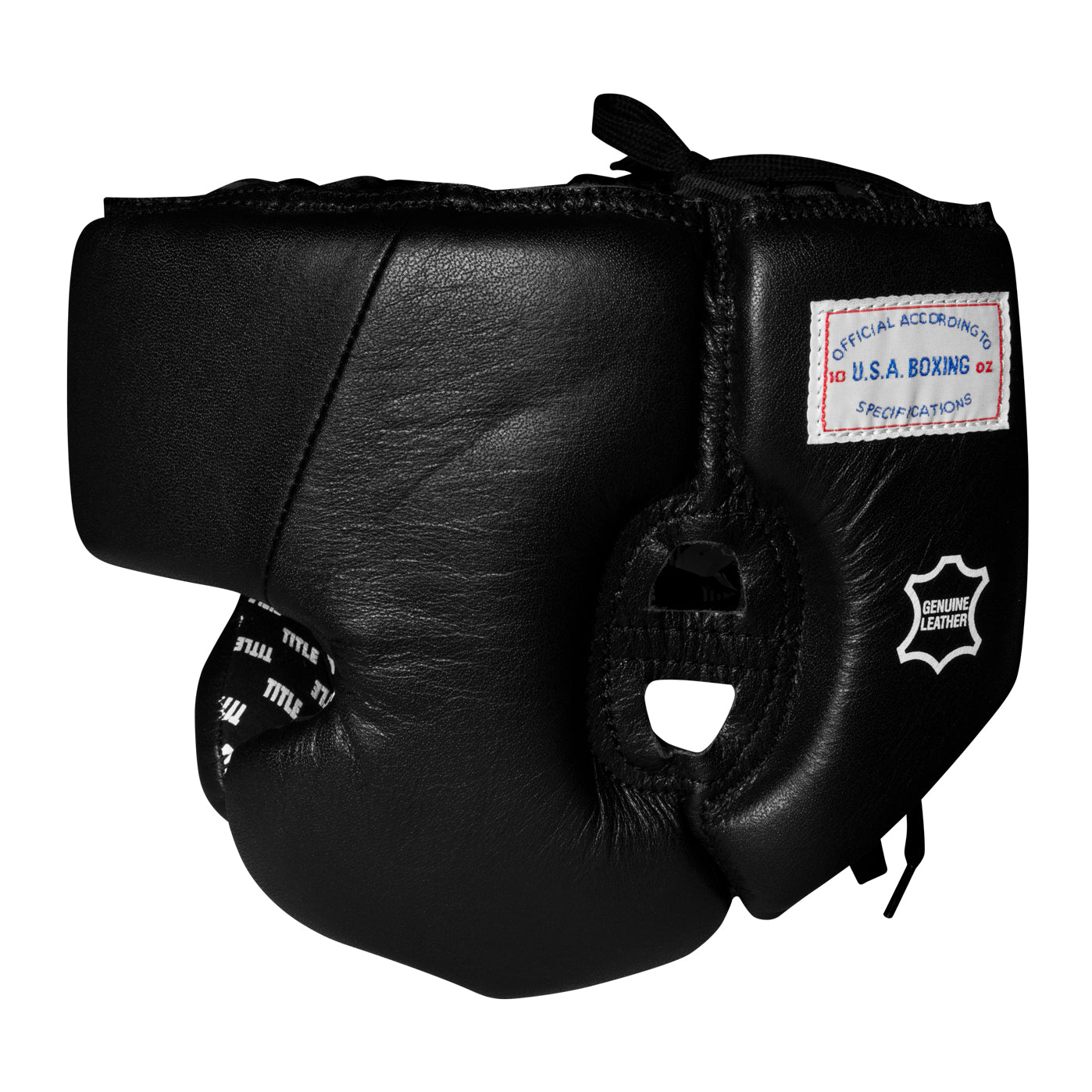 variant:blank black::TITLE Boxing USA Boxing Competition Headgear - With Cheeks side view