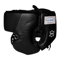 variant:blank black::TITLE Boxing USA Boxing Competition Headgear - With Cheeks side view