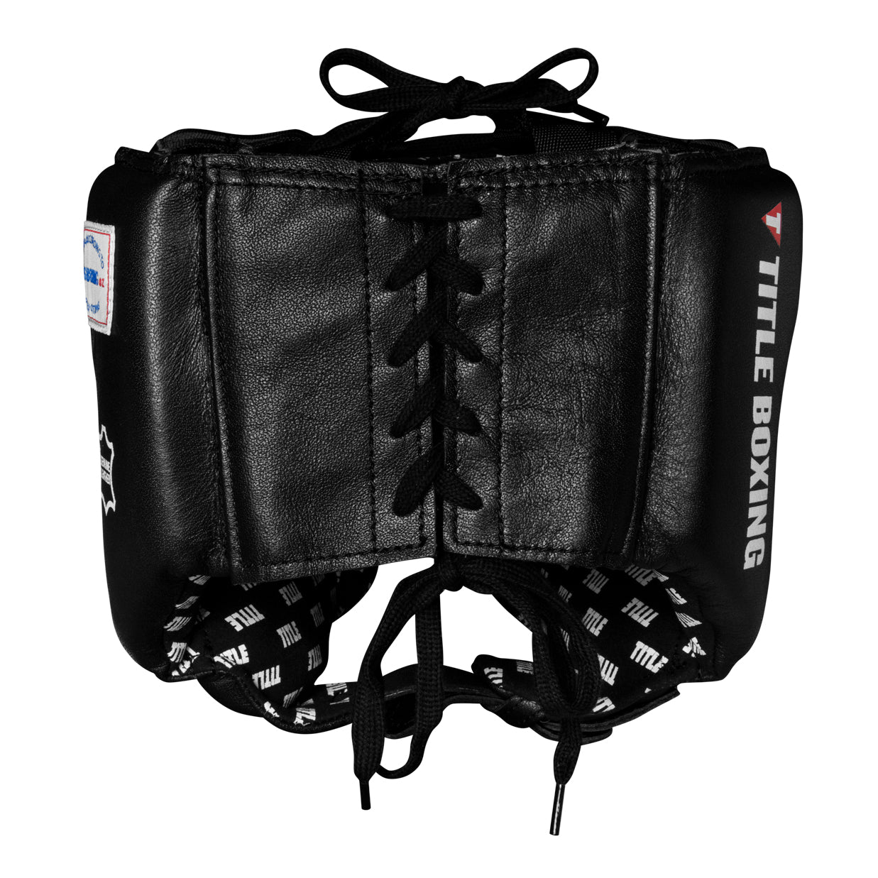 variant:blank black::TITLE Boxing USA Boxing Competition Headgear - With Cheeks back view