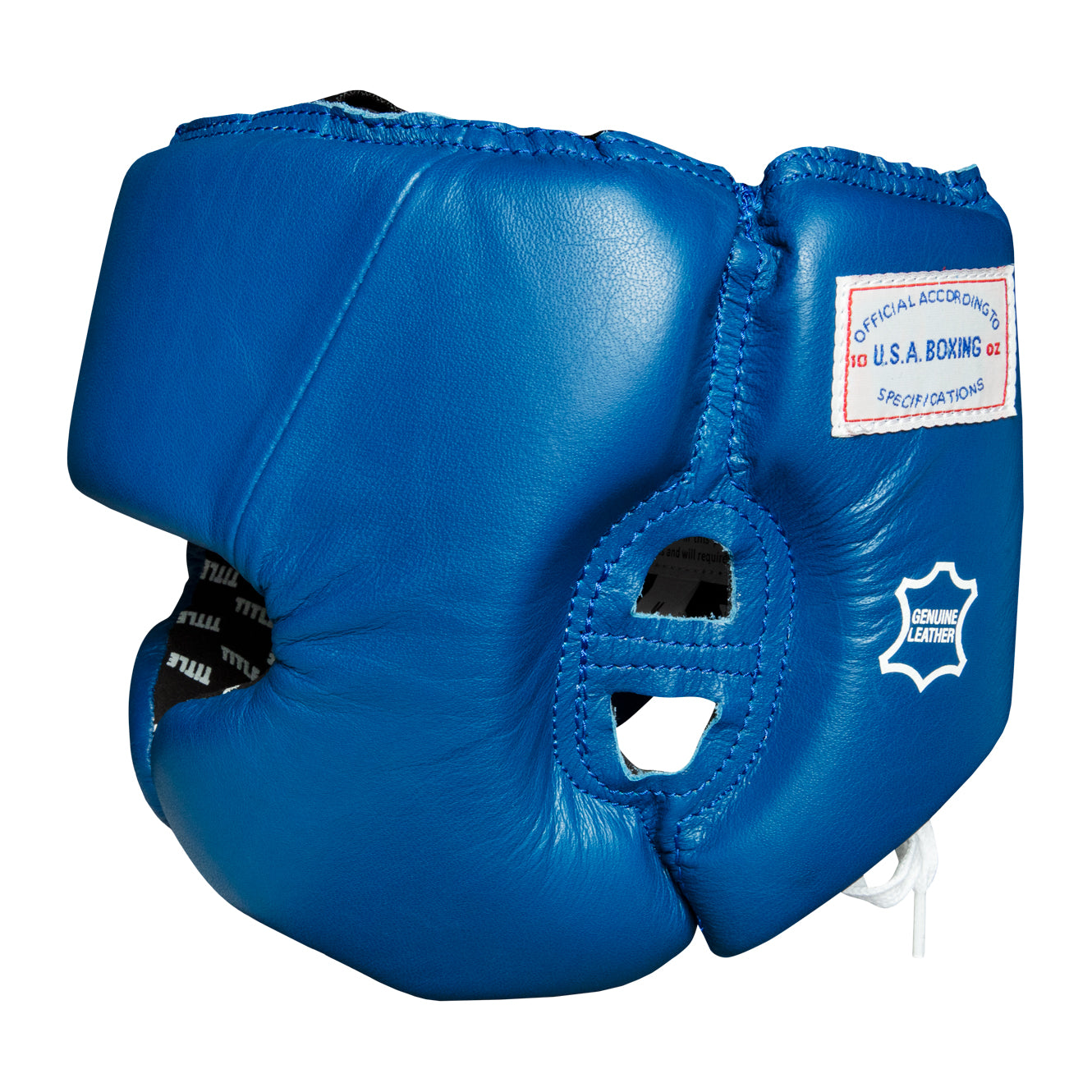 variant:blank blue::TITLE Boxing USA Boxing Competition Headgear - With Cheeks side view