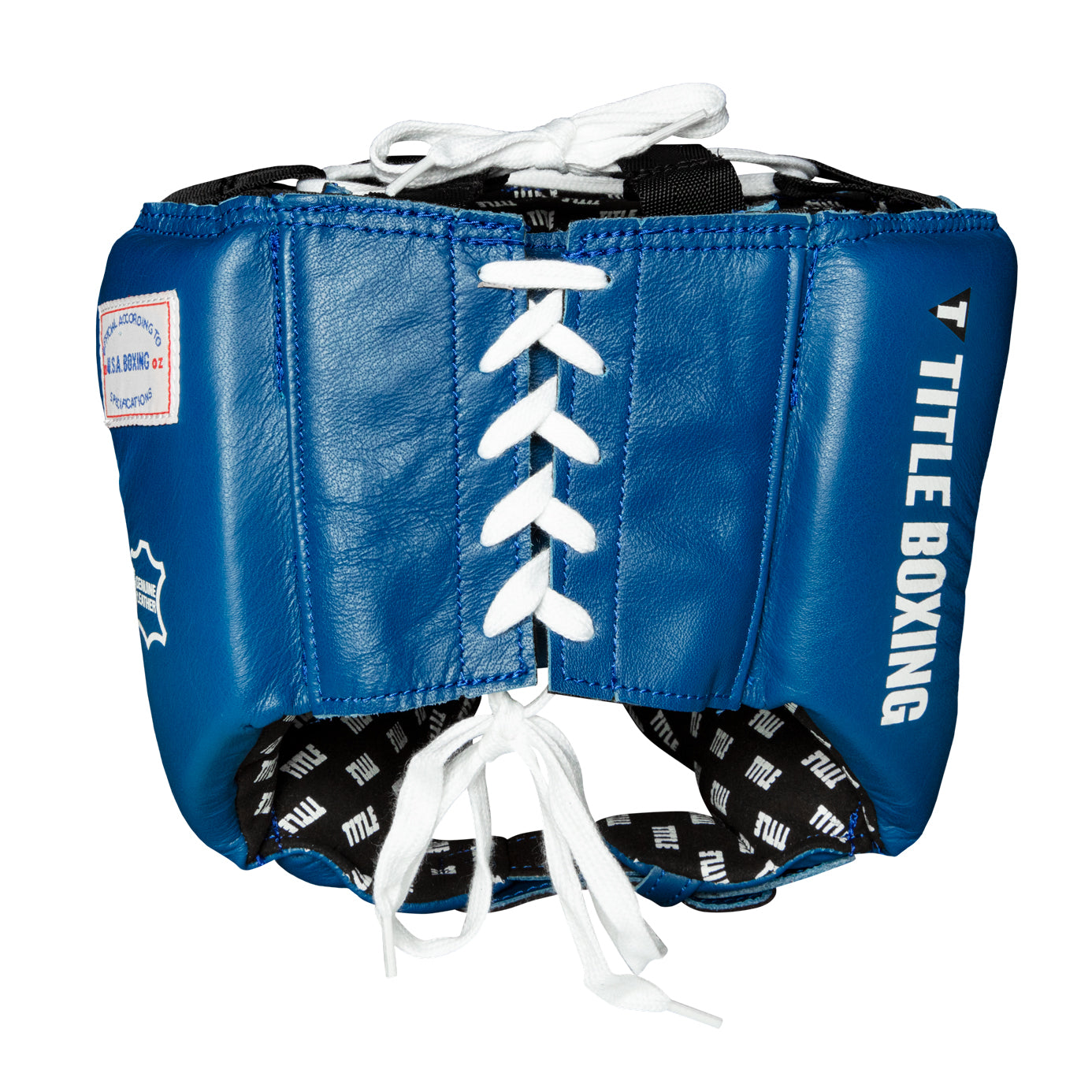variant:blank blue::TITLE Boxing USA Boxing Competition Headgear - With Cheeks back view