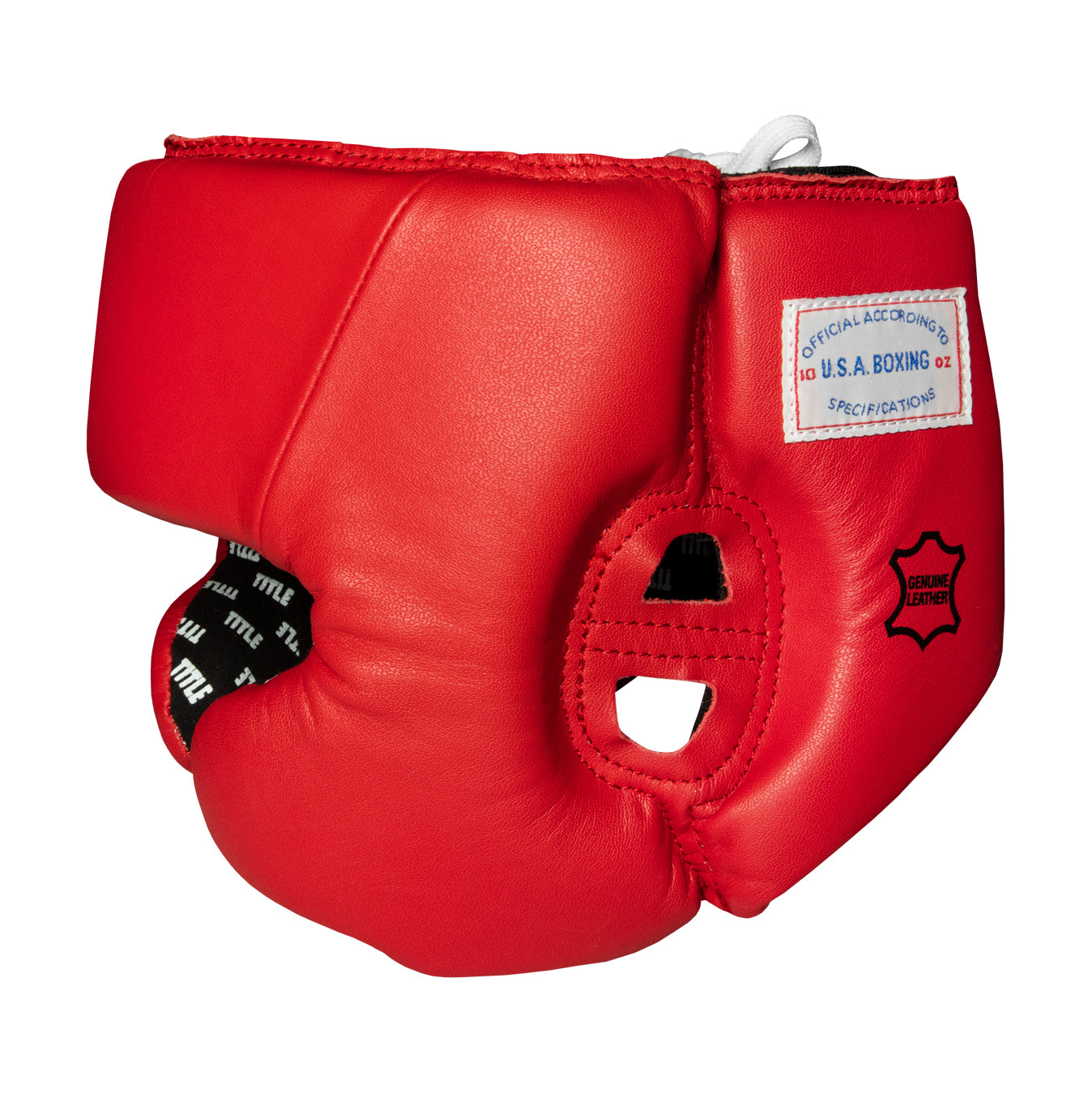 variant::Blank Red::TITLE Boxing USA Boxing Competition Headgear - With Cheeks side view