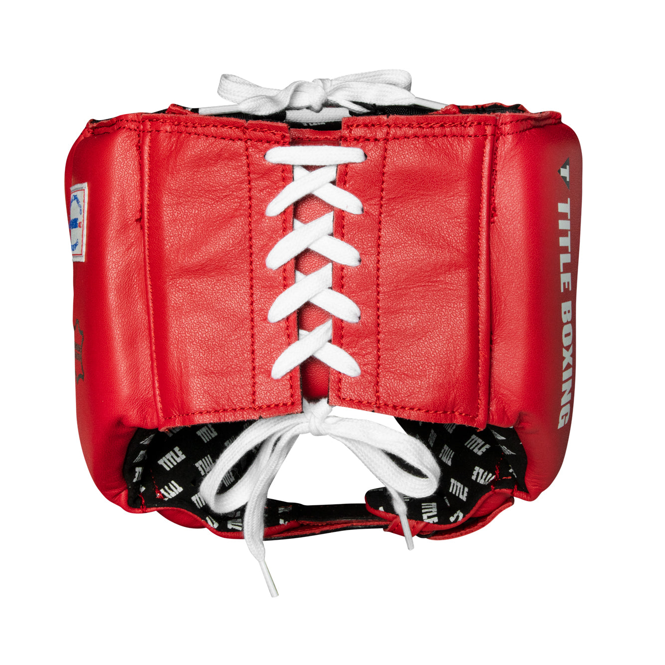 variant:Blank Red::TITLE Boxing USA Boxing Competition Headgear - With Cheeks back view
