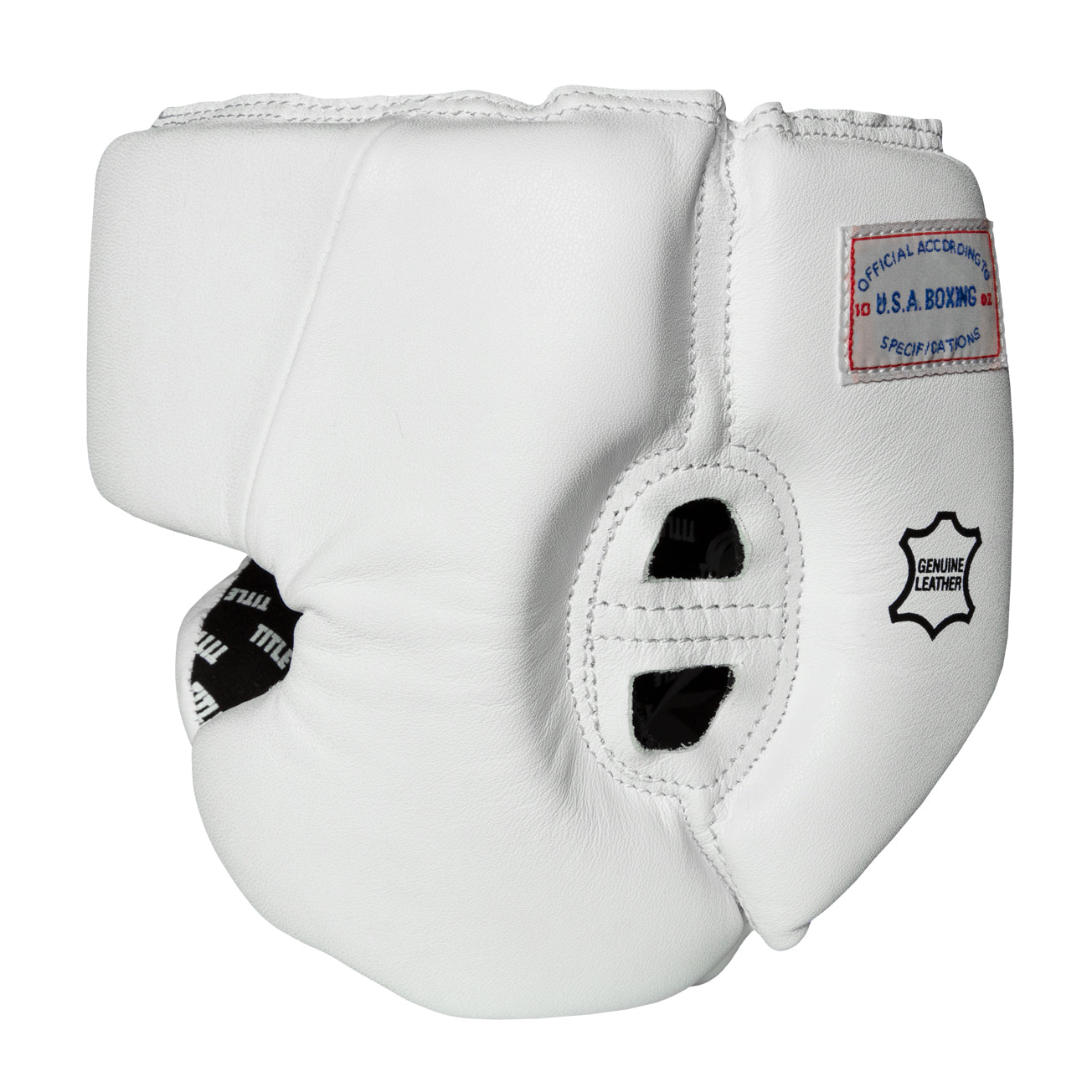 variant:blank white::TITLE Boxing USA Boxing Competition Headgear - With Cheeks side view