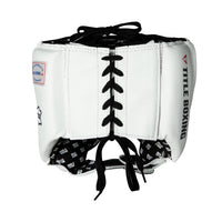 variant:blank white::TITLE Boxing USA Boxing Competition Headgear - With Cheeks back view