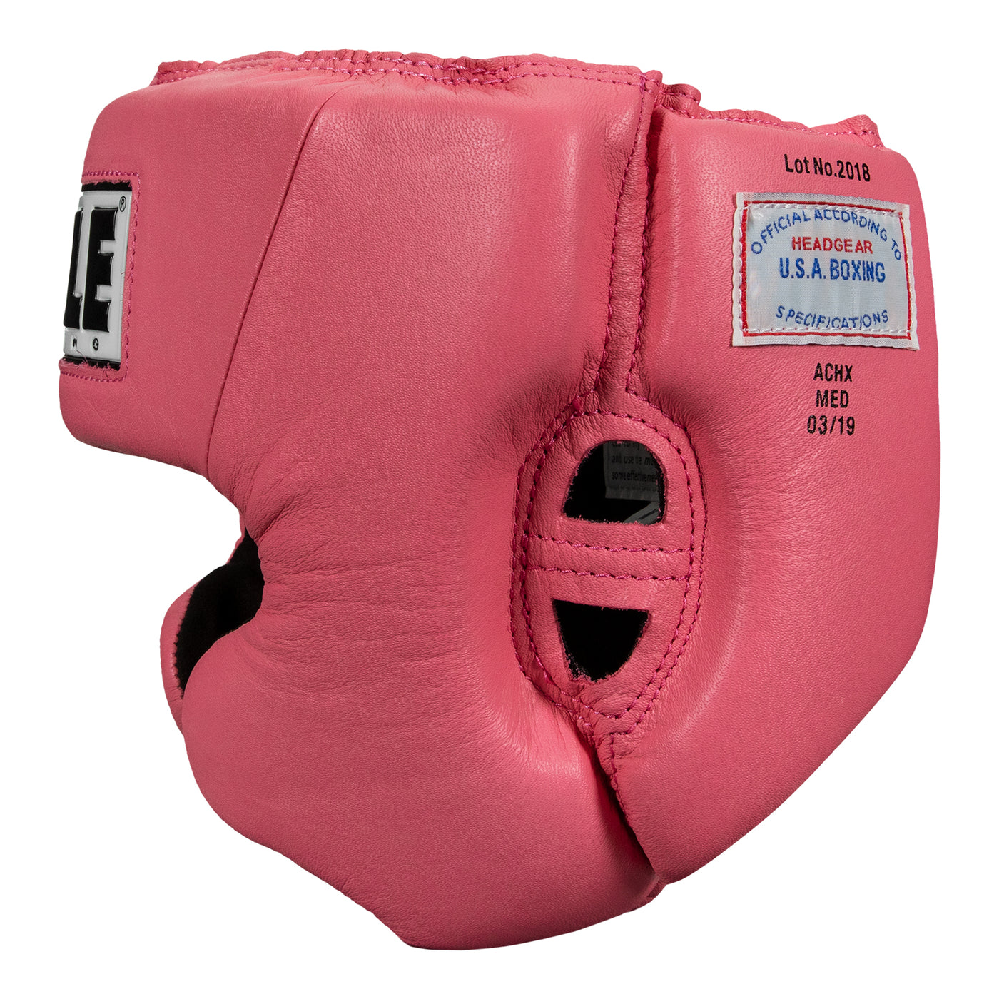 variant:pink::TITLE Boxing USA Boxing Competition Headgear - With Cheeks side view