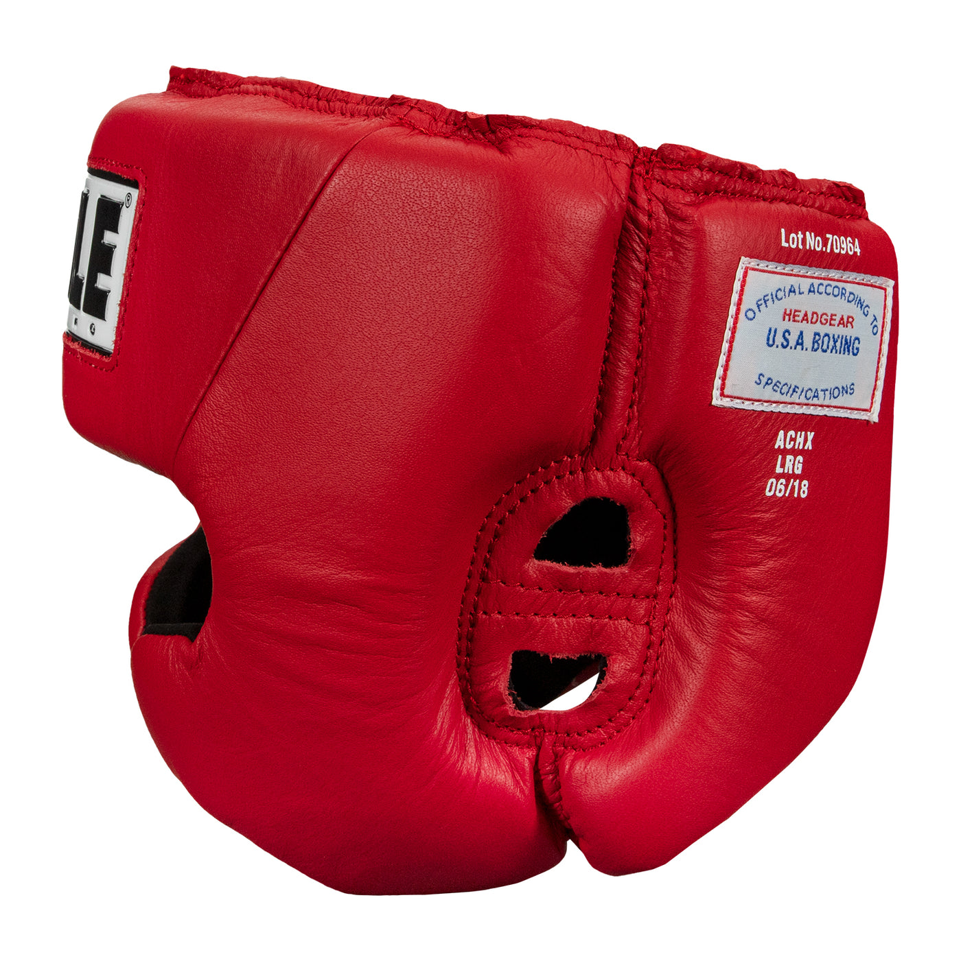 variant:red::TITLE Boxing USA Boxing Competition Headgear - With Cheeks side view