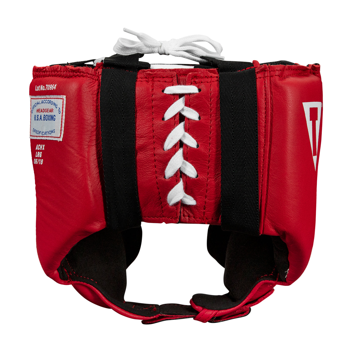 variant:red::TITLE Boxing USA Boxing Competition Headgear - With Cheeks back view