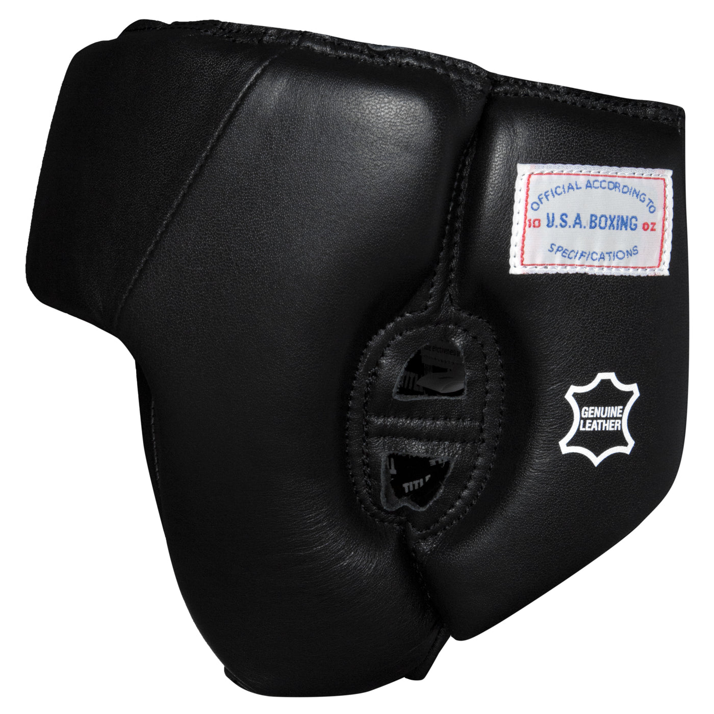 variant:blank black::TITLE Boxing USA Boxing Competition Headgear - Open Face side view