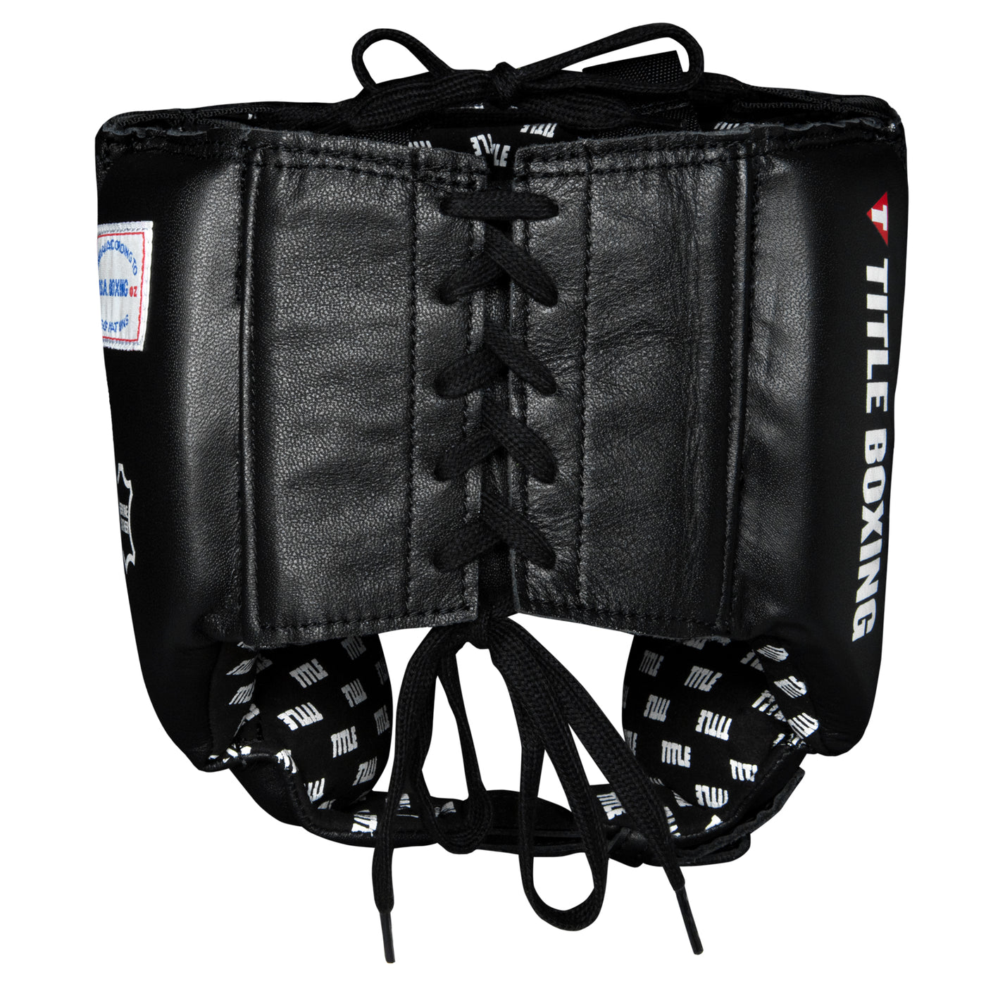 variant:blank black::TITLE Boxing USA Boxing Competition Headgear - Open Face back view