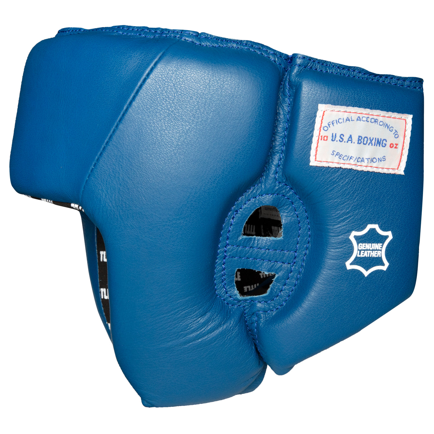 variant:blank blue::TITLE Boxing USA Boxing Competition Headgear - Open Face side view