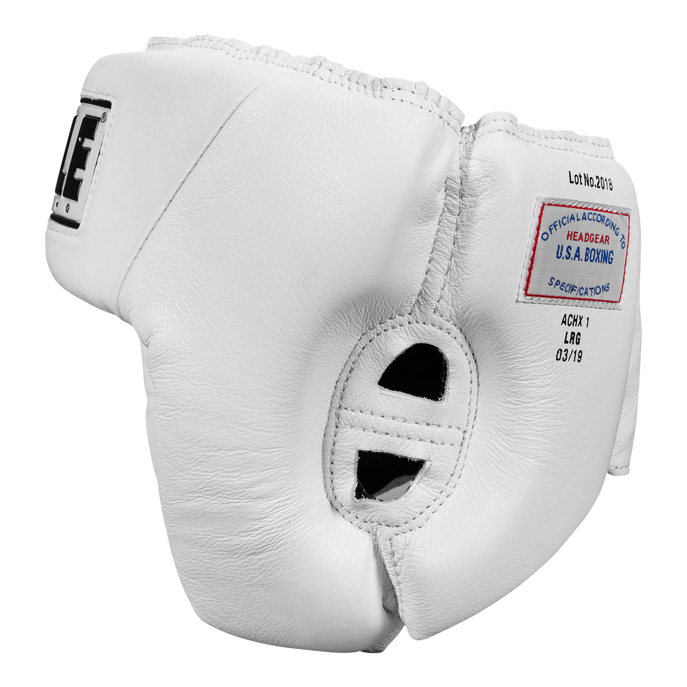 variant:white::TITLE Boxing USA Boxing Competition Headgear - Open Face side view