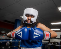 variant:blank white::TITLE Boxing USA Boxing Competition Headgear - With Cheeks girl hands together