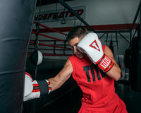 variant:red/white::TITLE Boxing All Heart Bag Gloves 2.0 guy right jab
