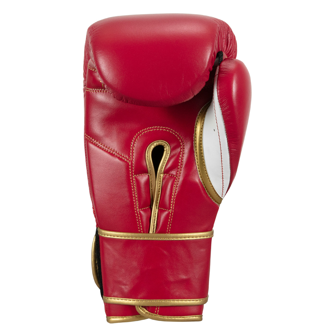 variant:red/white::TITLE Boxeo Mexican Leather Training Gloves Quatro palm view