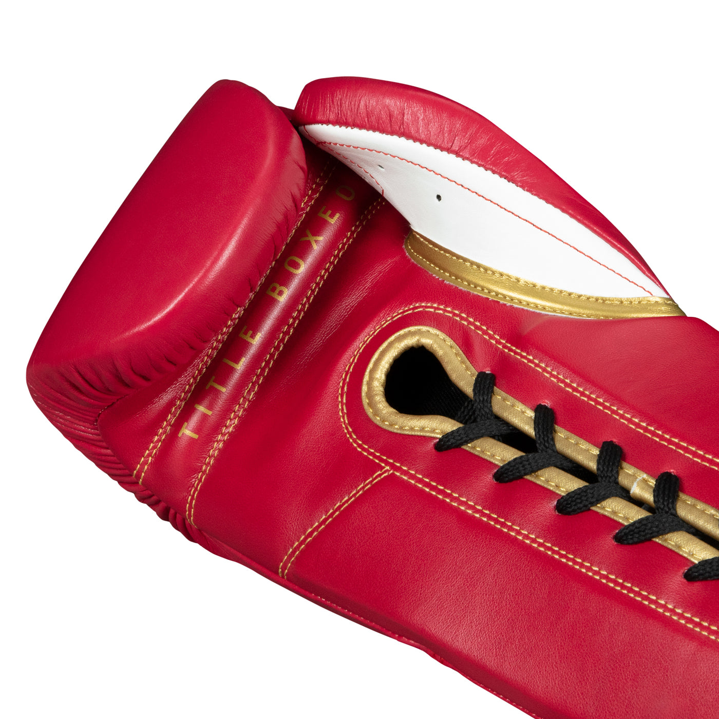 variant:red/white::TITLE Boxeo Mexican Leather Lace Training Gloves Quatro alt palm view