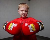 variant:Red/Black::BOOM BOOM Boxing Striker Youth Boxing Gloves boy hitting gloves together