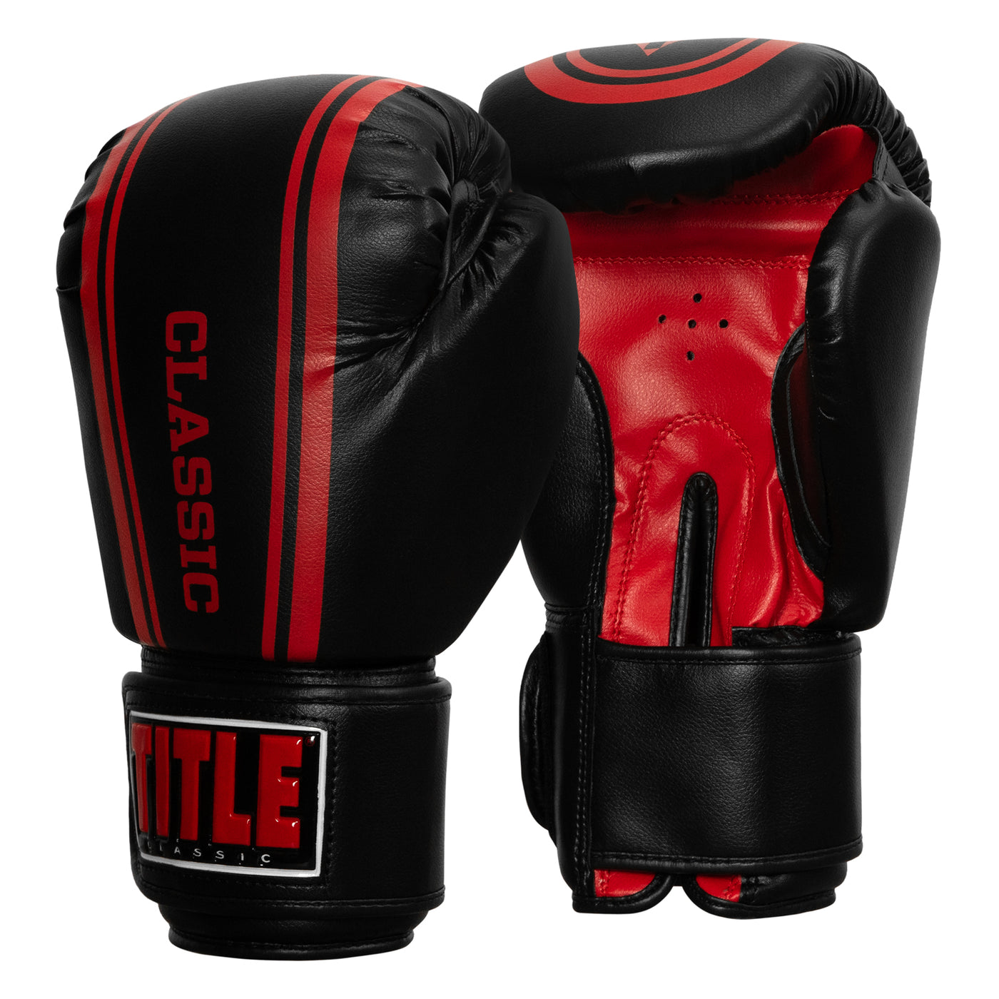  variant:black/red::TITLE Classic Speed Boxing Gloves side view